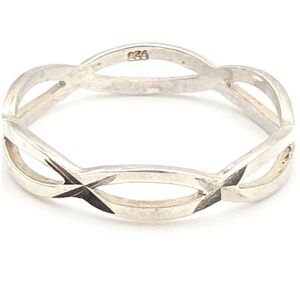 Sterling Silver Dainty Openwork Infinity X Band Ring, Size 11.5, 1.88g, 925